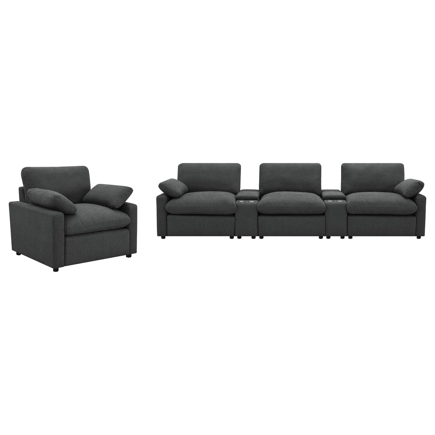 Collins 5-piece Power Reclining Home Theater Seating Dark Grey