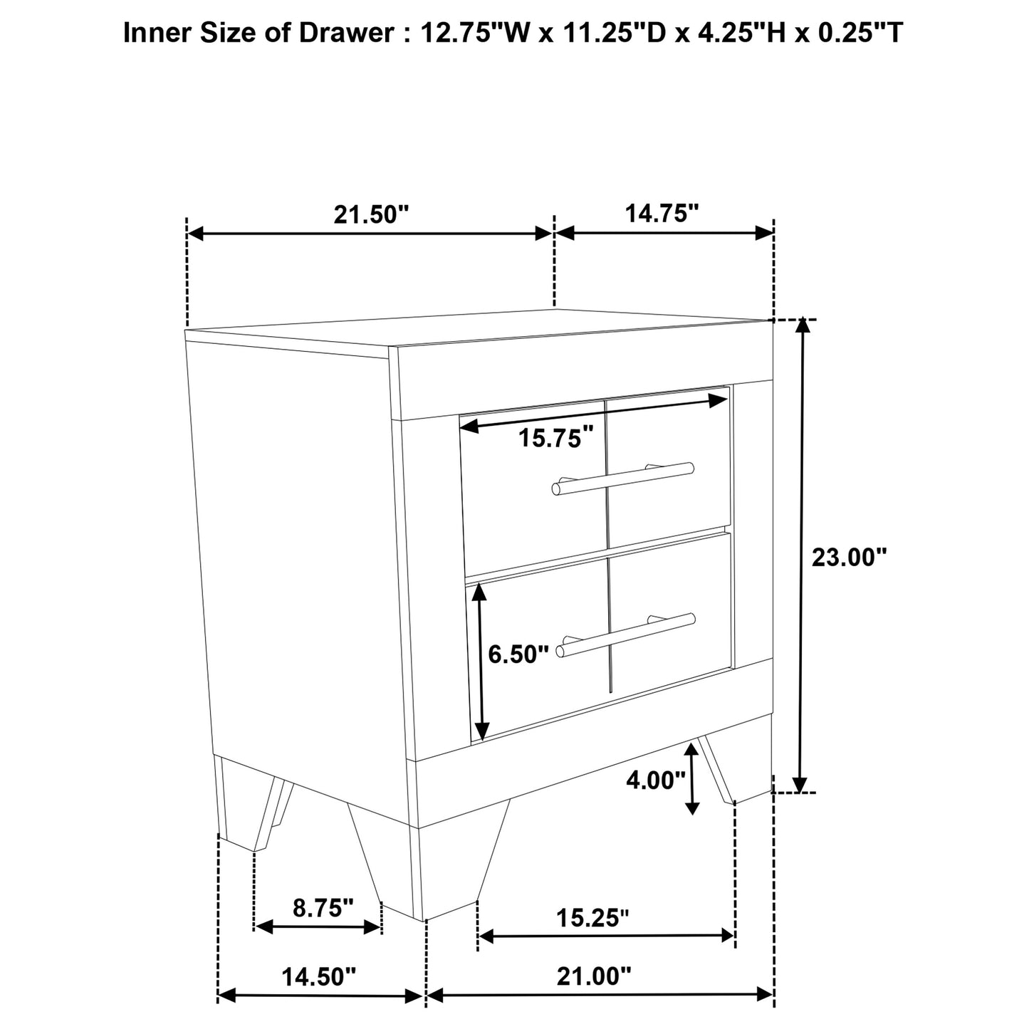 Trenton 2-drawer Nightstand Bedside Table Rustic Cream