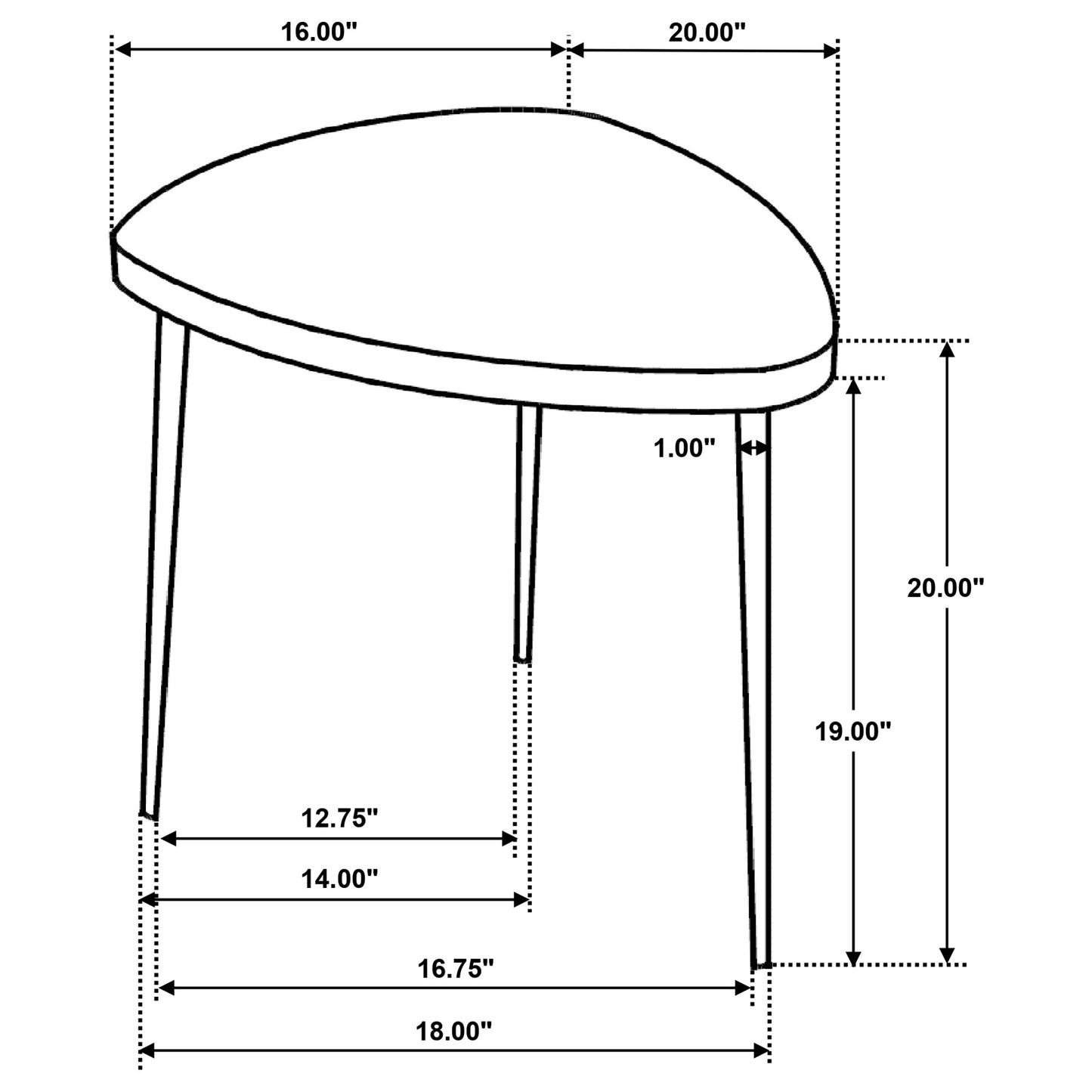 Odessa 2-piece Triangular Coffee and End Table Set Black