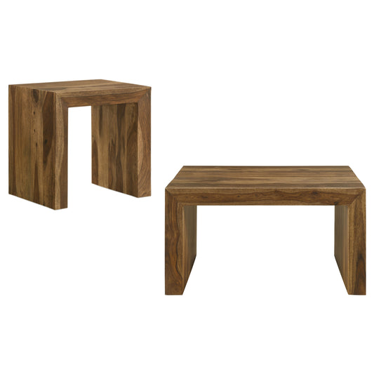 Odilia 2-piece Solid Wood Coffee and End Table Set Auburn