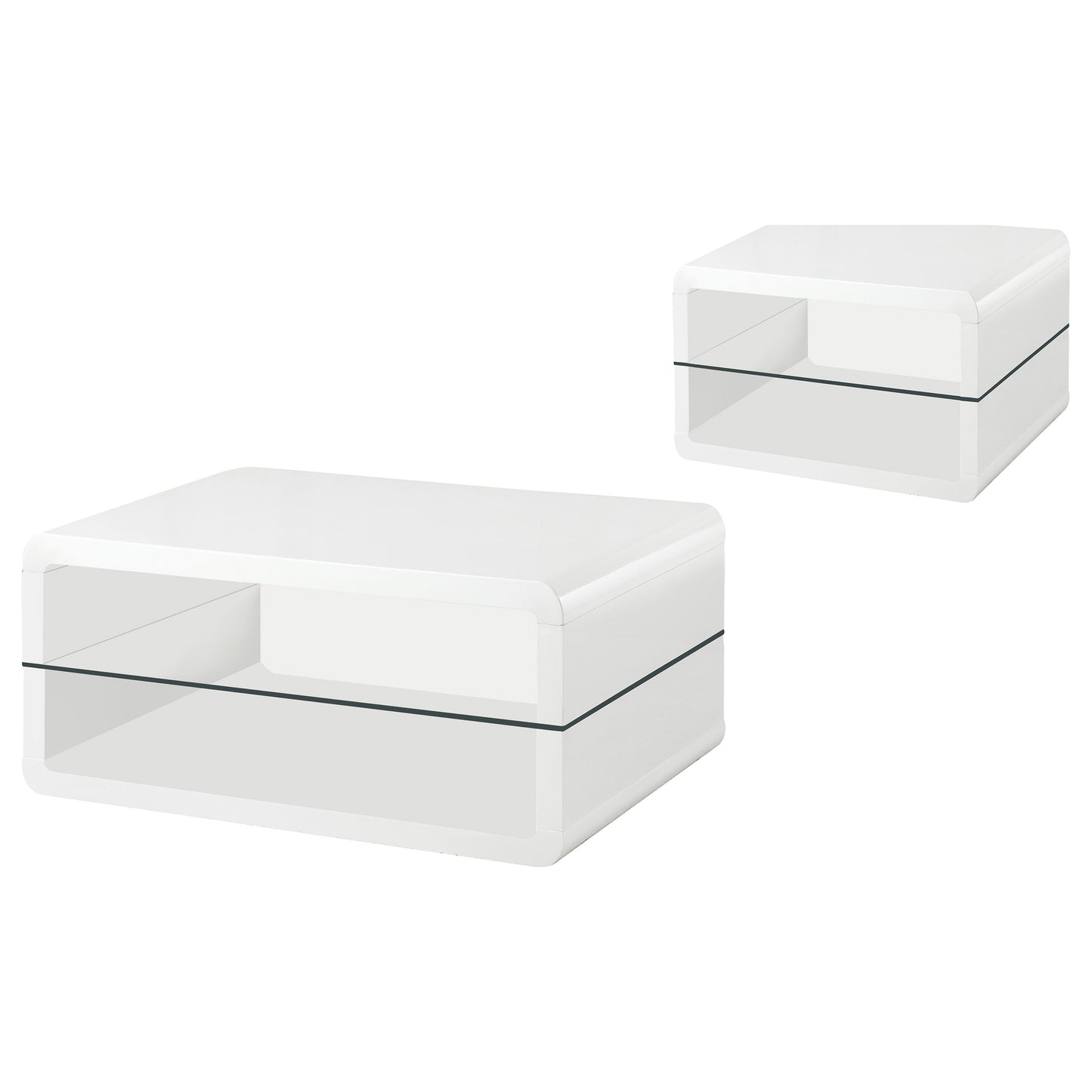 Elana 2-piece Coffee and End Table Set White High Gloss