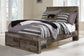 Derekson Full Panel Bed with 2 Storage Drawers with Mirrored Dresser