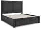 Foyland King Panel Storage Bed with Mirrored Dresser and 2 Nightstands