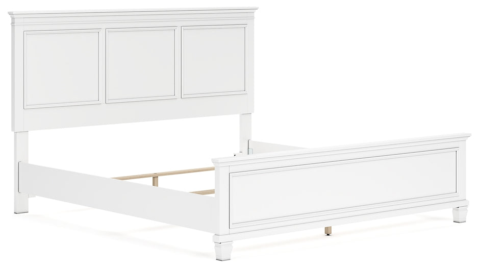 Fortman King Panel Bed with Mirrored Dresser, Chest and 2 Nightstands