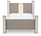 Surancha Queen Poster Bed with Mirrored Dresser and Chest