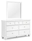 Fortman Queen Panel Bed with Mirrored Dresser and Chest