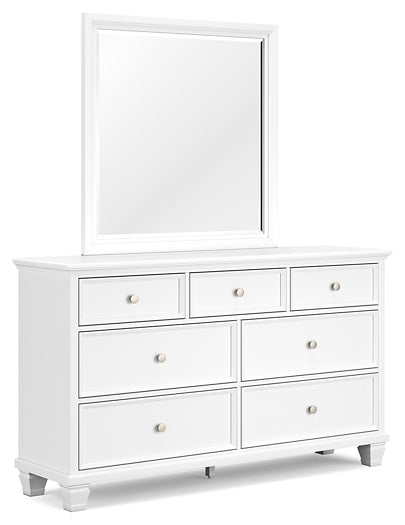 Fortman Queen Panel Bed with Mirrored Dresser and Nightstand