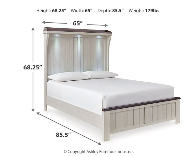 Darborn Queen Panel Bed with Mirrored Dresser and Chest