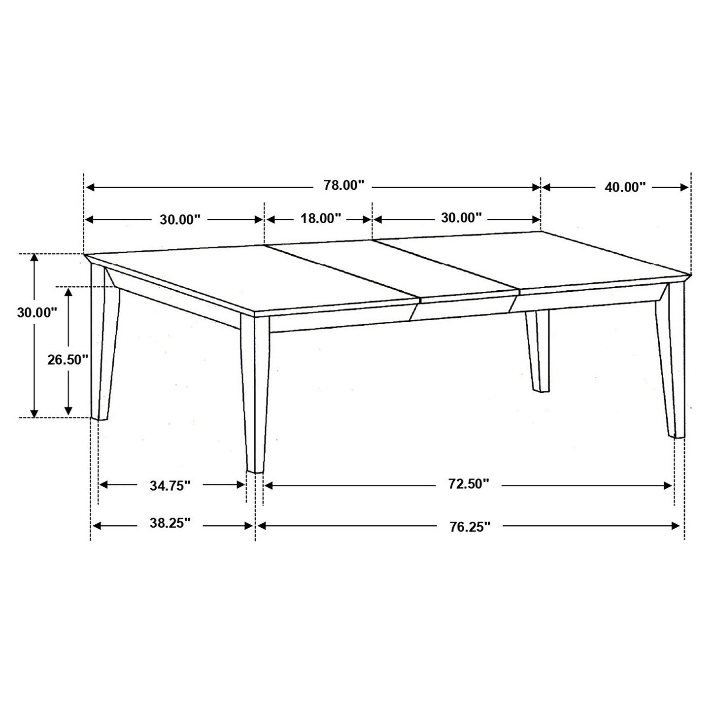 Louise Rectangular 78-inch Extension Leaf Dining Table Black