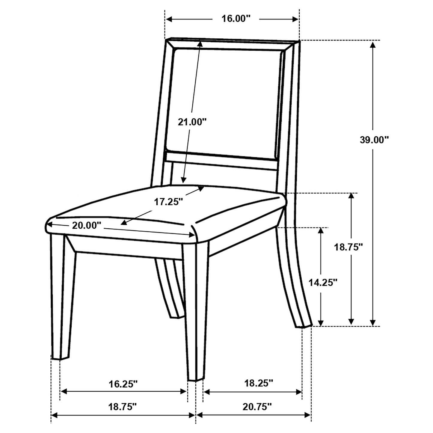 Louise Upholstered Wood Dining Side Chair Black (Set of 2)