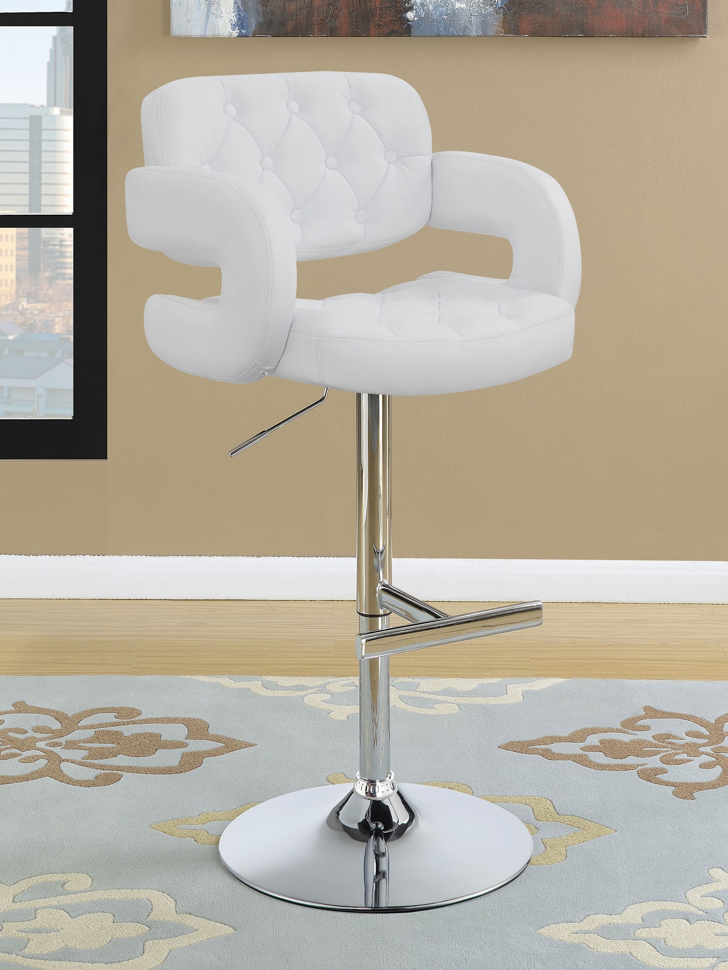 Brandi Adjustable Bar Stool Chrome and White