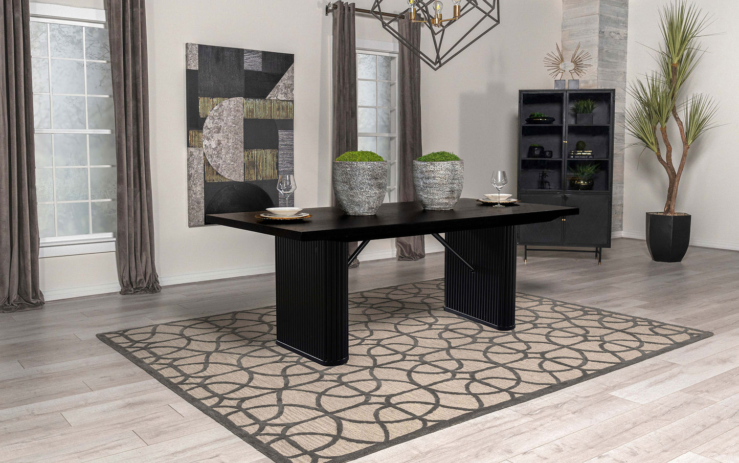 Catherine Rectangular 84-inch Wood Dining Table Black