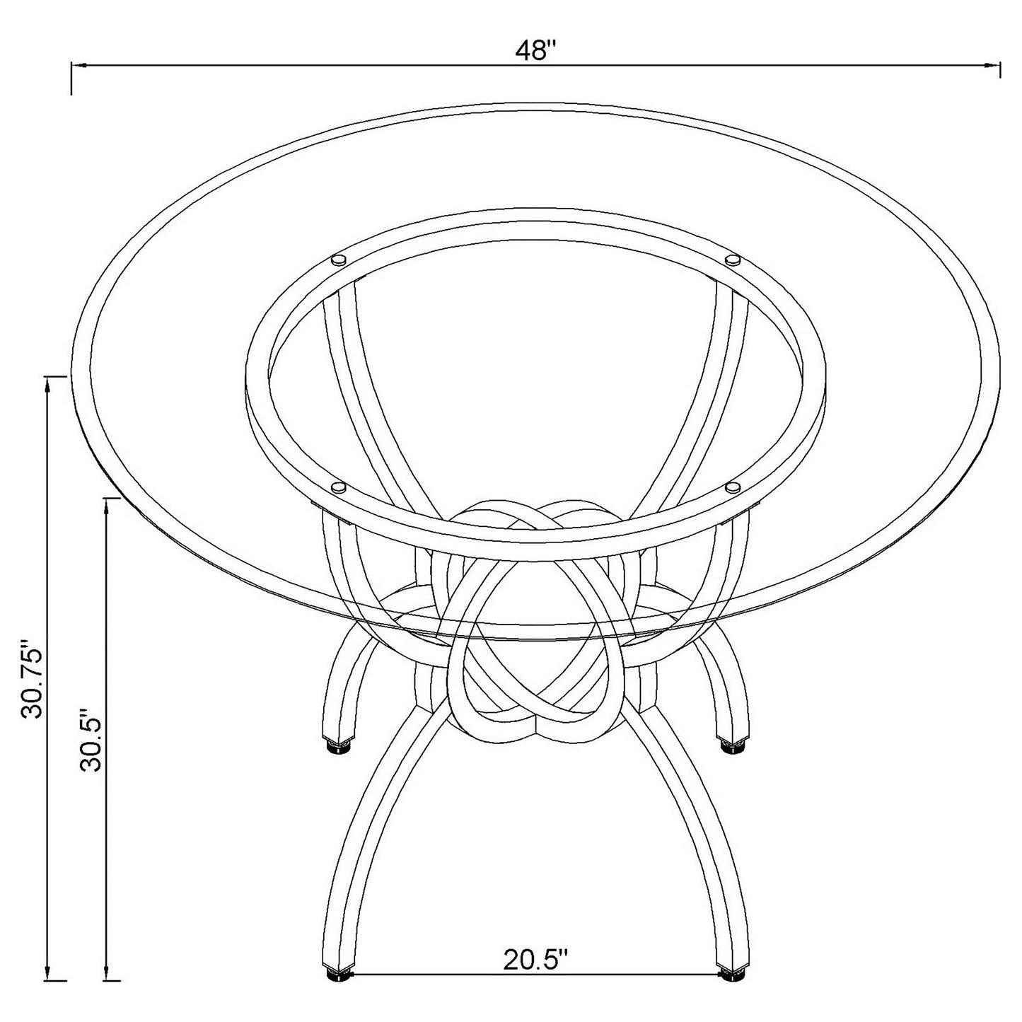 Aviano Round 48-inch Glass Top Metal Dining Table Gunmetal