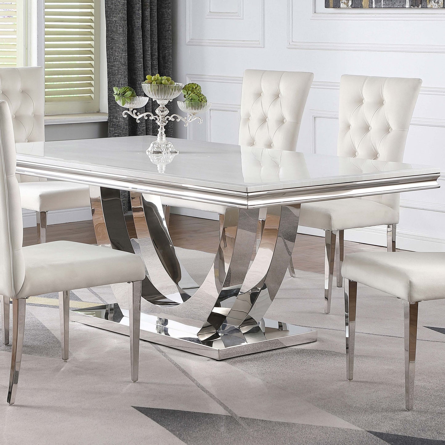 Kerwin Rectangular 71-inch Stone Top Dining Table White