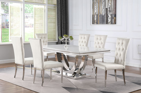 Kerwin 7-piece Rectangular Dining Table Set White and Chrome