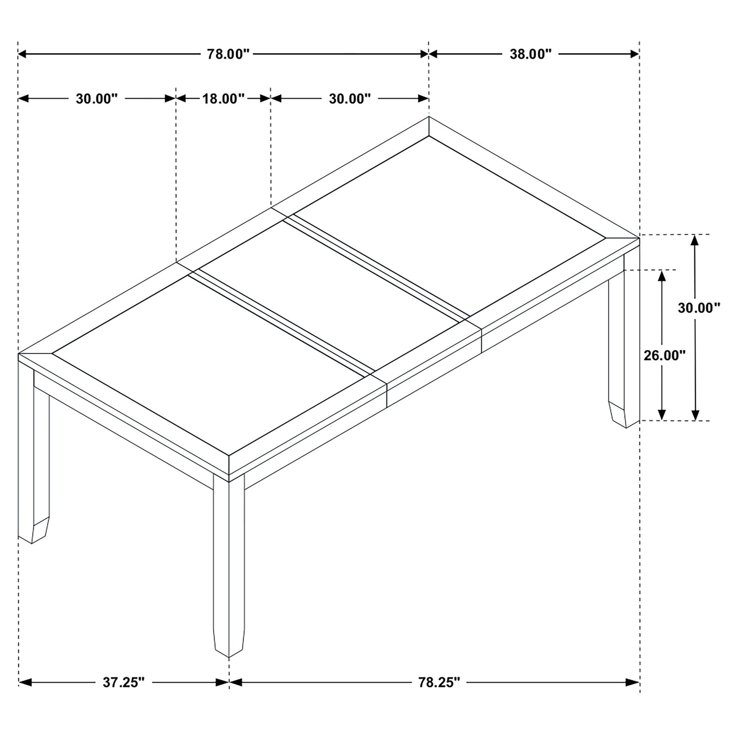 Elodie Rectangular 78-inch Extension Leaf Dining Table Black