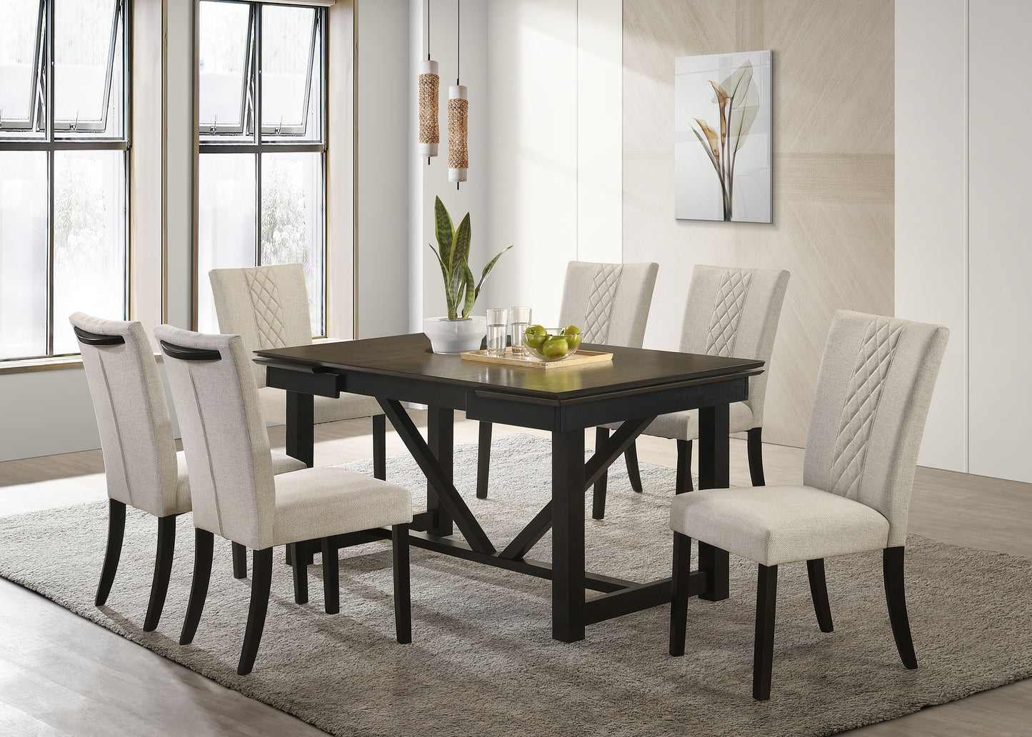 Malia Rectangular 87-inch Extension Leaf Dining Table Oak