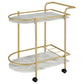 Desiree 2-tier Faux Marble Shelf Metal Bar Cart Gold