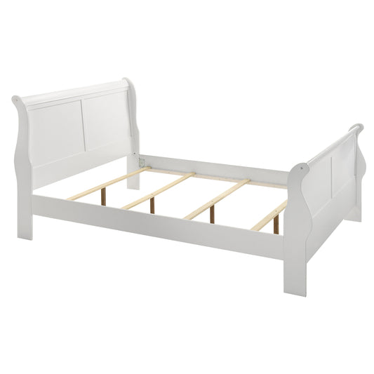 Louis Philippe Wood Full Sleigh Bed White