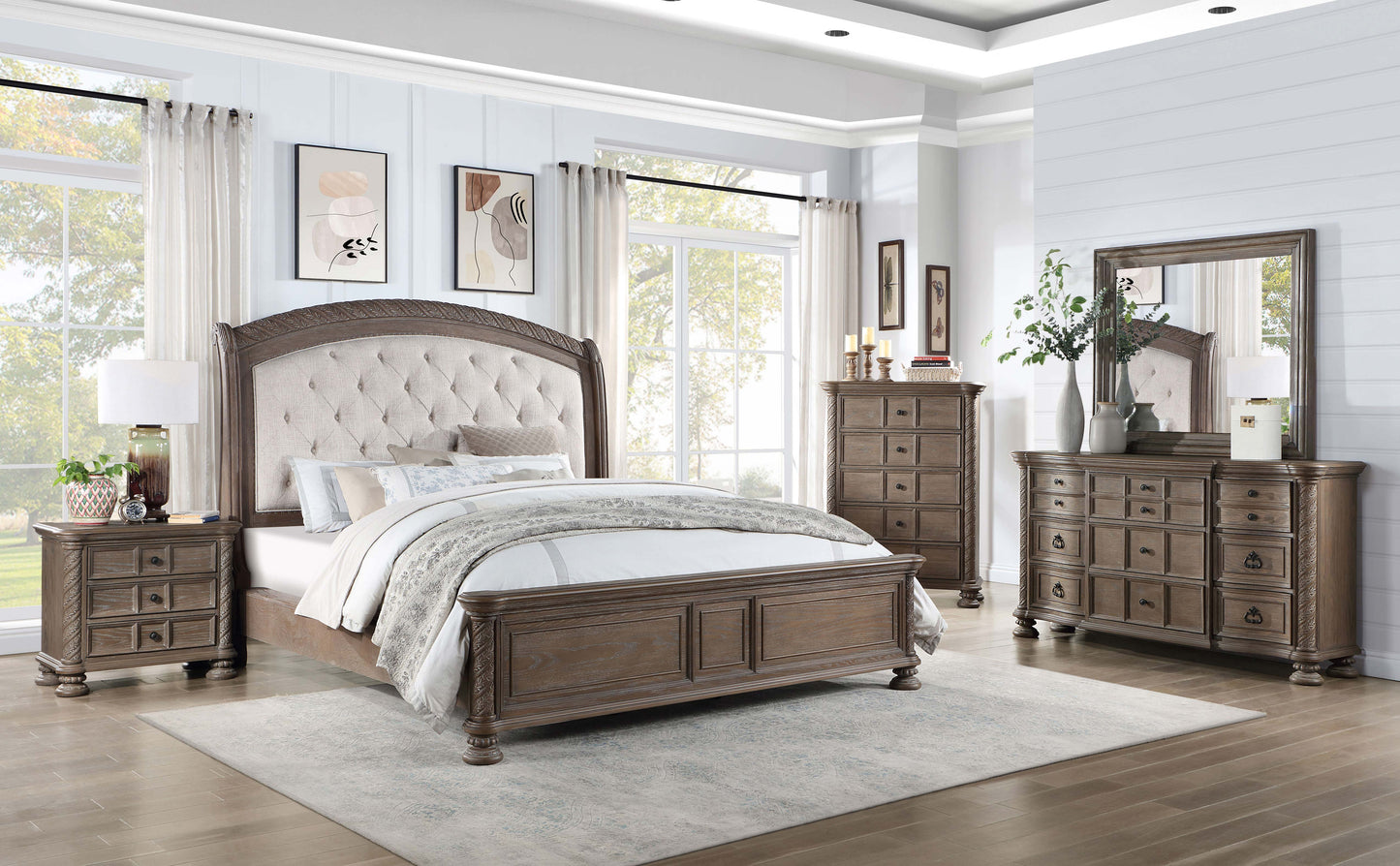 Emmett Wood Queen Sleigh Bed Walnut