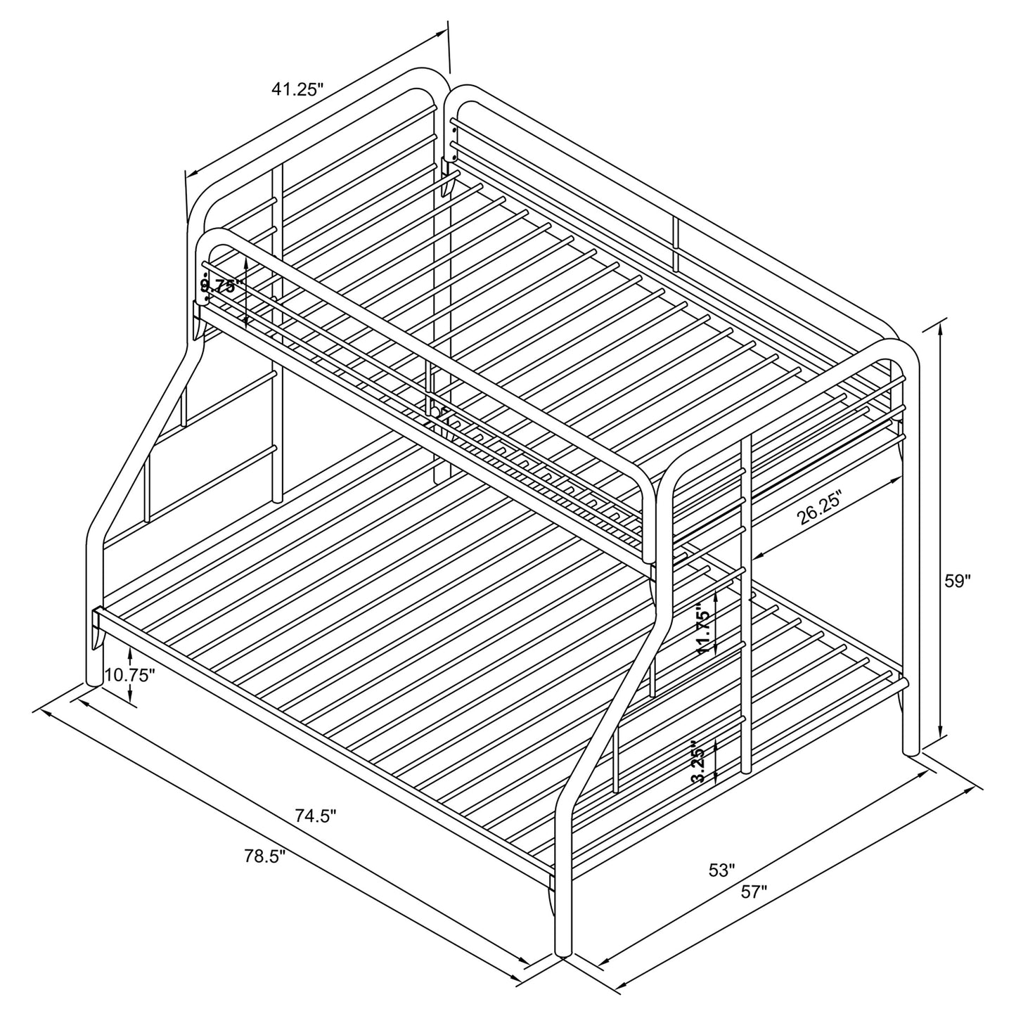 Morgan Metal Twin Over Full Bunk Bed Blue