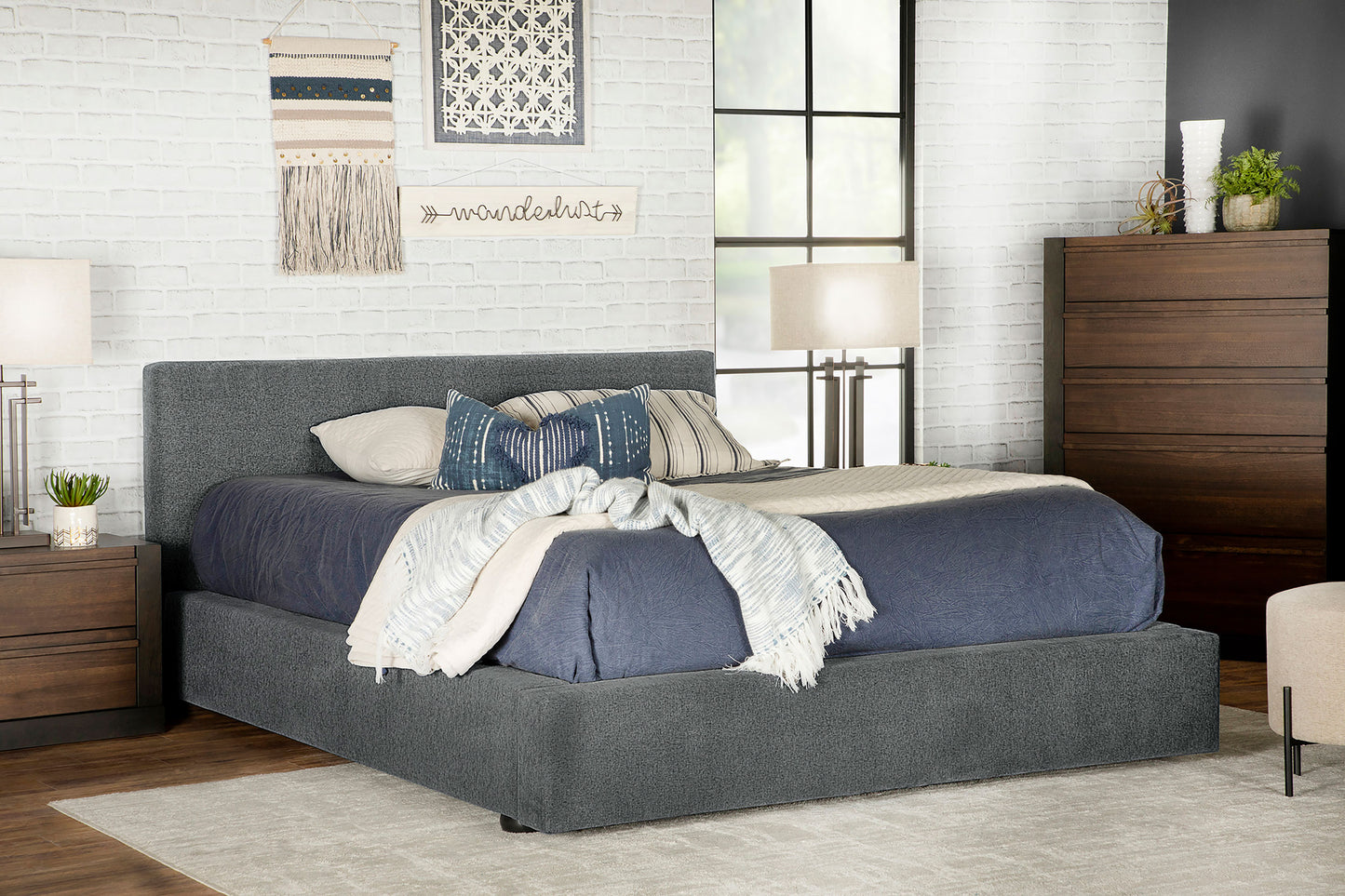 Gregory Upholstered Queen Panel Bed Graphite