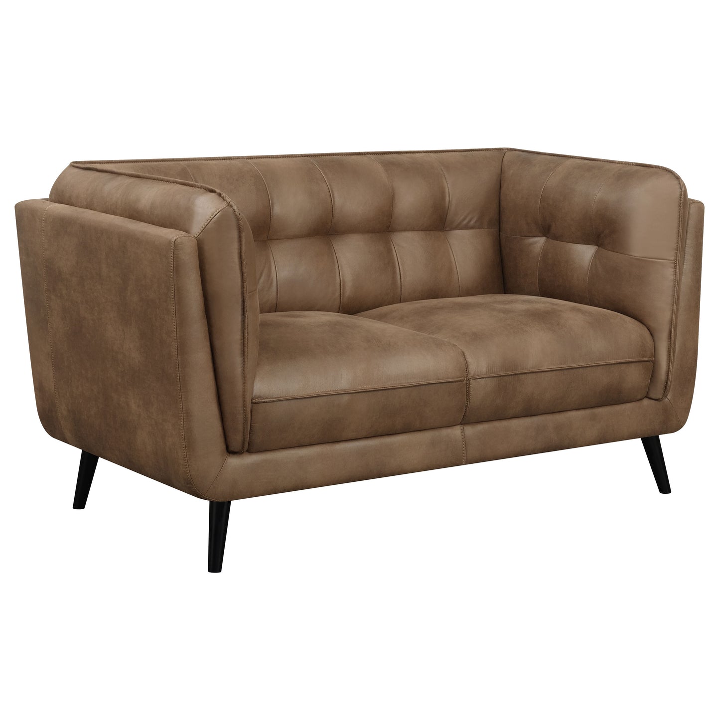 Thatcher 2-piece Upholstered Tuxedo Arm Sofa Set Brown