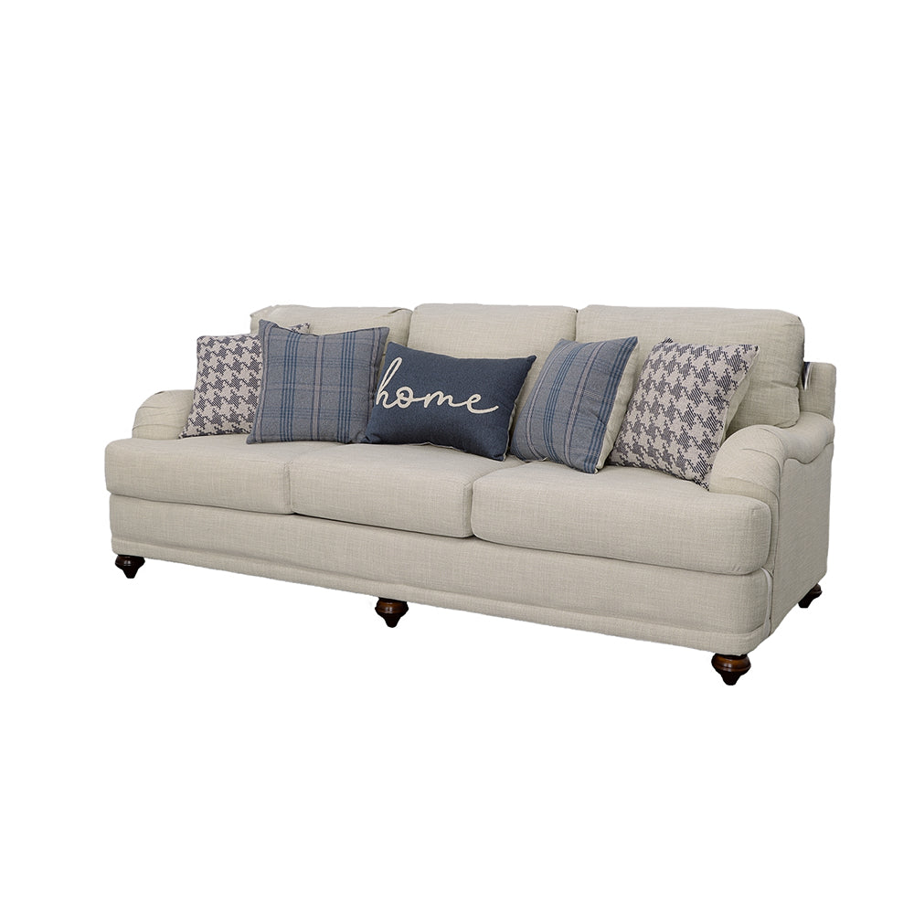 Glenn Upholstered English Arm Sofa Light Grey and Blue