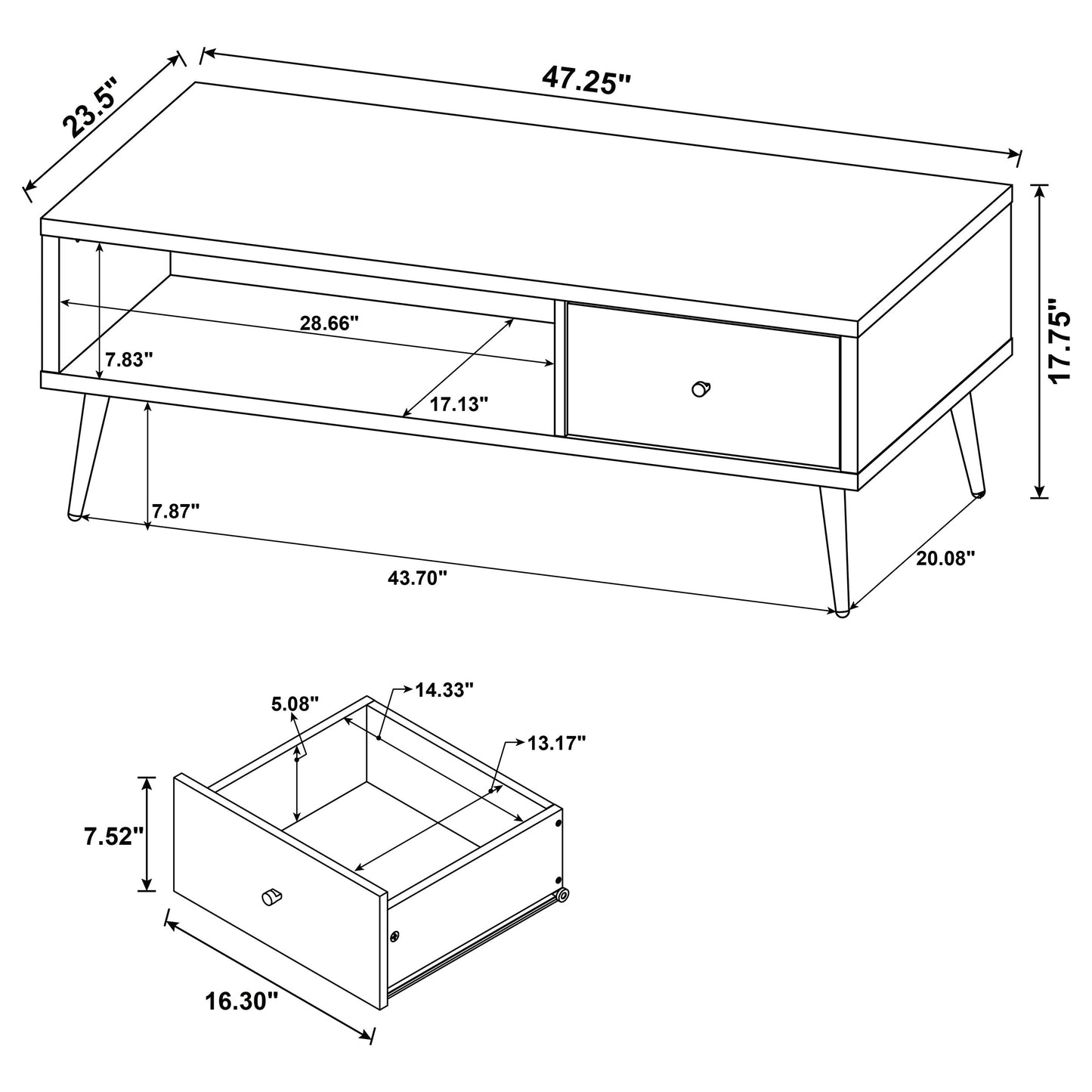 Welsh 1-drawer Engineered Wood Coffee Table Distressed Pine