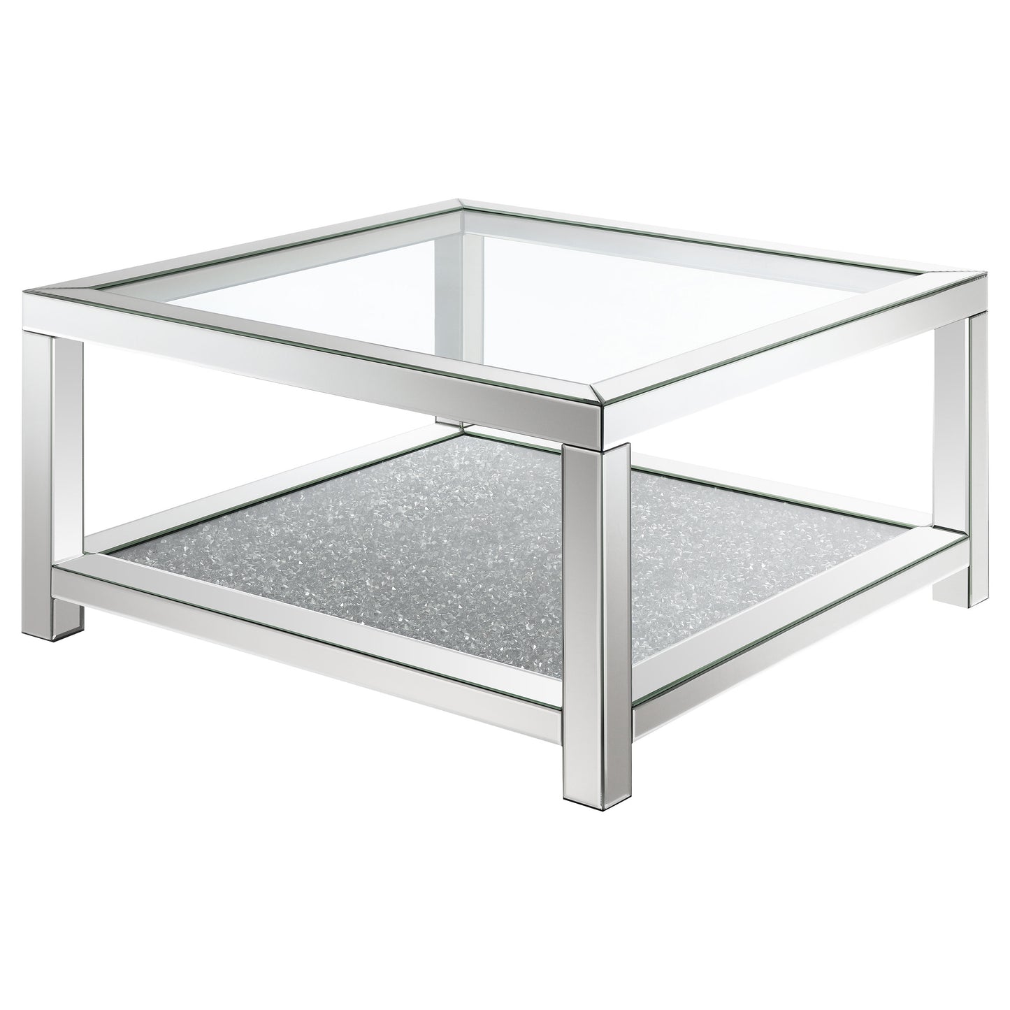 Valentina 1-shelf Square Glass Top Coffee Table Silver