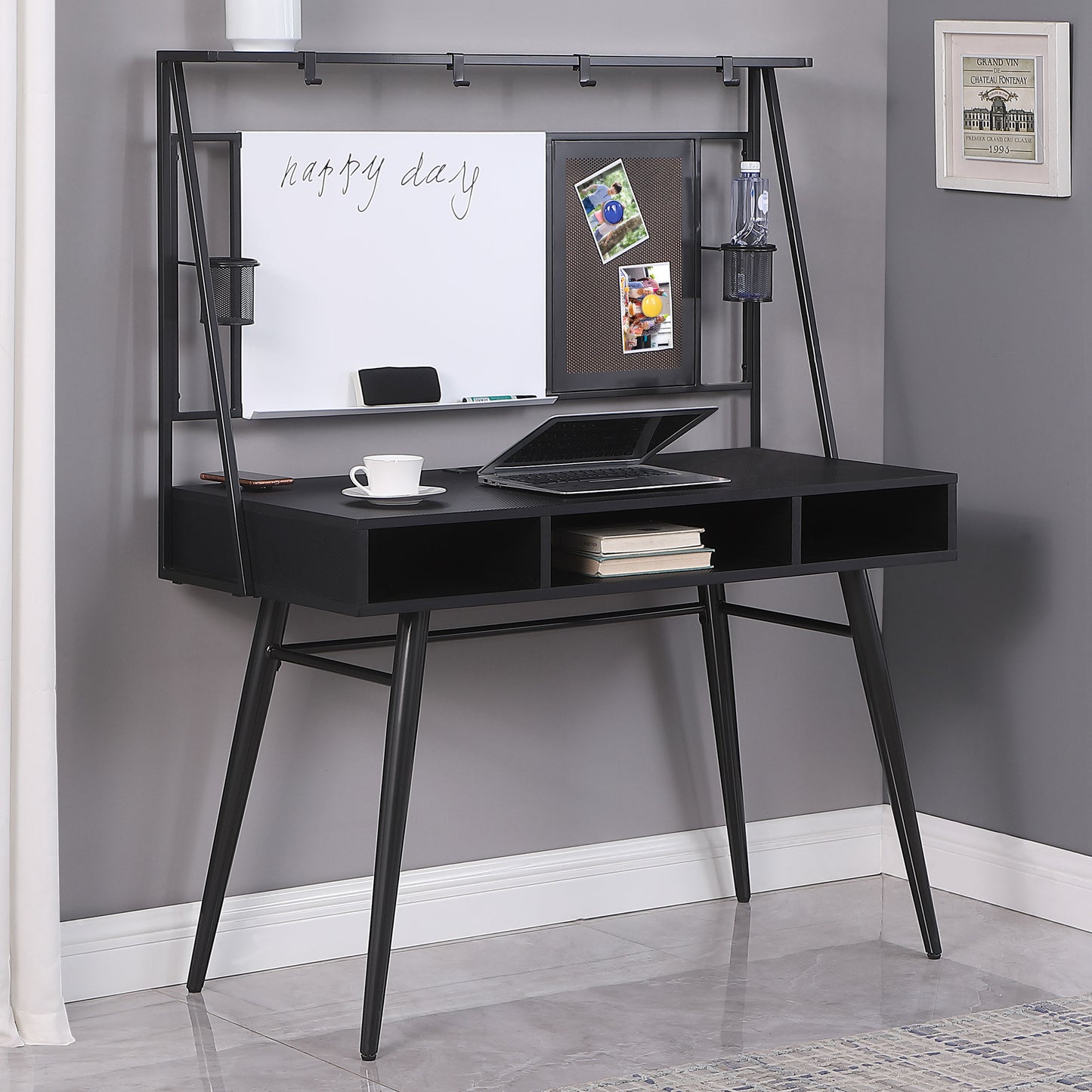 Jessie 47-inch Writing Desk with Whiteboard and USB Black