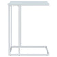 Stella White Glass Top C-Shaped Sofa Side Table Chrome