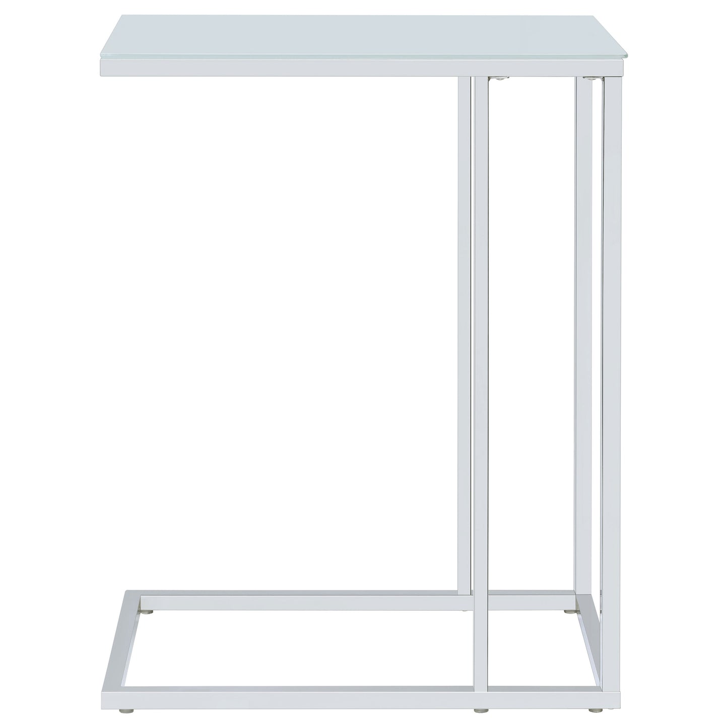 Stella White Glass Top C-Shaped Sofa Side Table Chrome