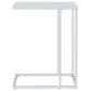 Stella White Glass Top C-Shaped Sofa Side Table Chrome