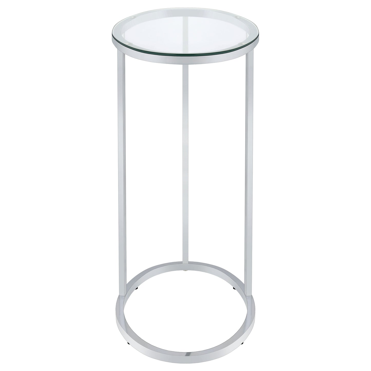 Kyle Oval Glass Top C-Shaped Sofa Side Table Chrome