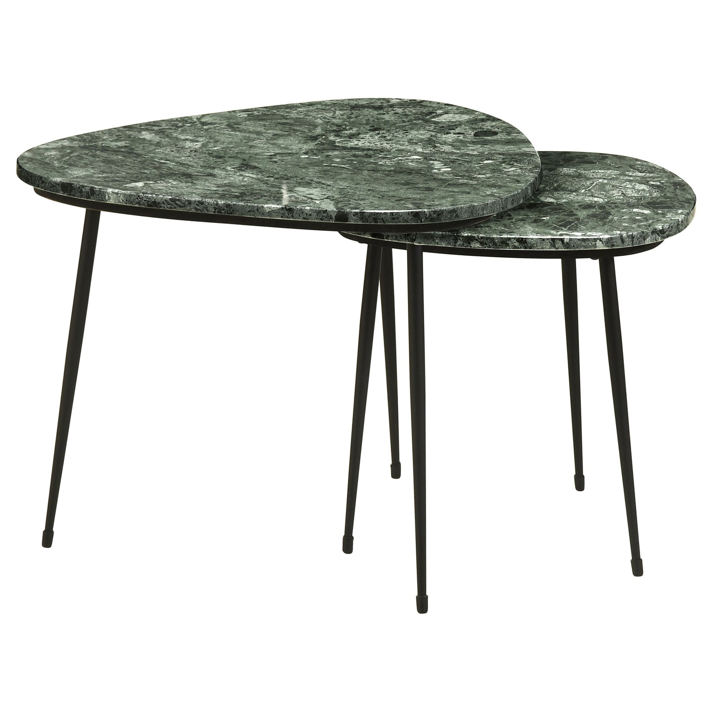 Tobias 2-piece Triangular Marble Top Nesting Table Green