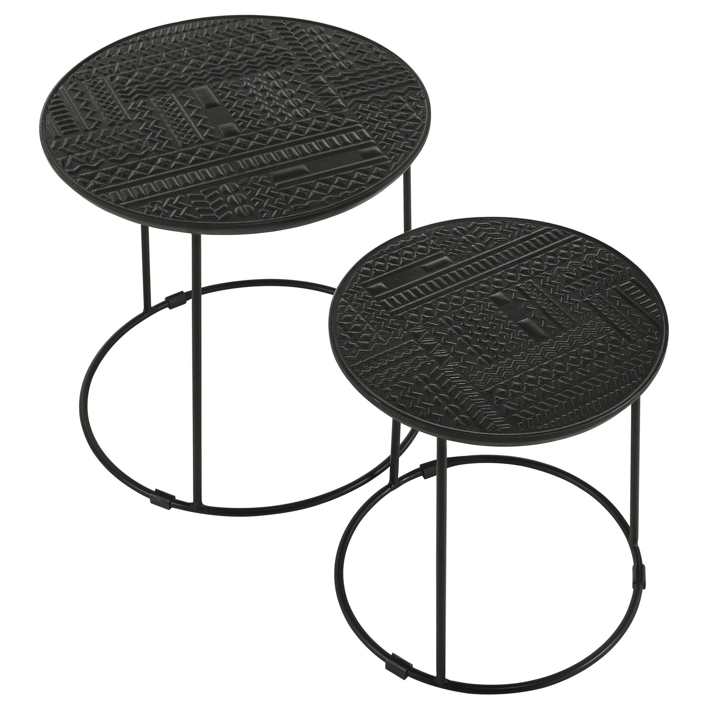 Loannis 2-piece Round Mango Wood Nesting Table Matte Black