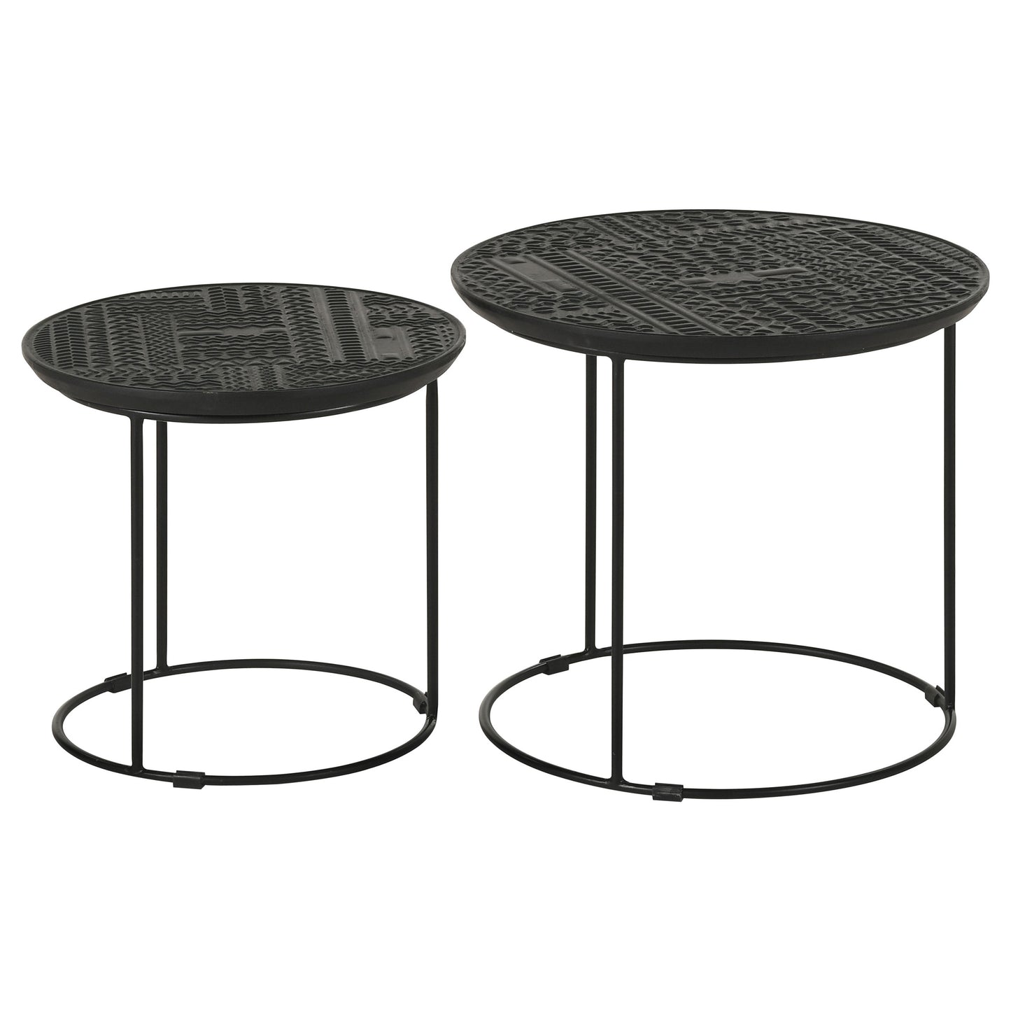 Loannis 2-piece Round Mango Wood Nesting Table Matte Black