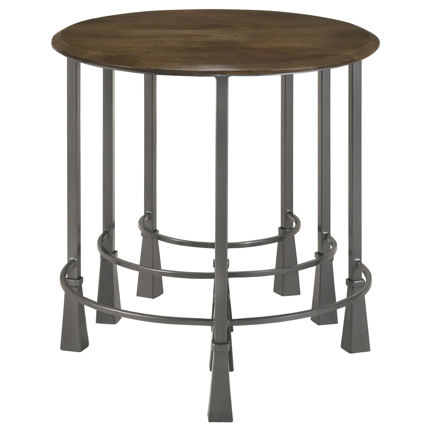 Deja 3-piece Round Nesting Table Set Natural and Gunmetal