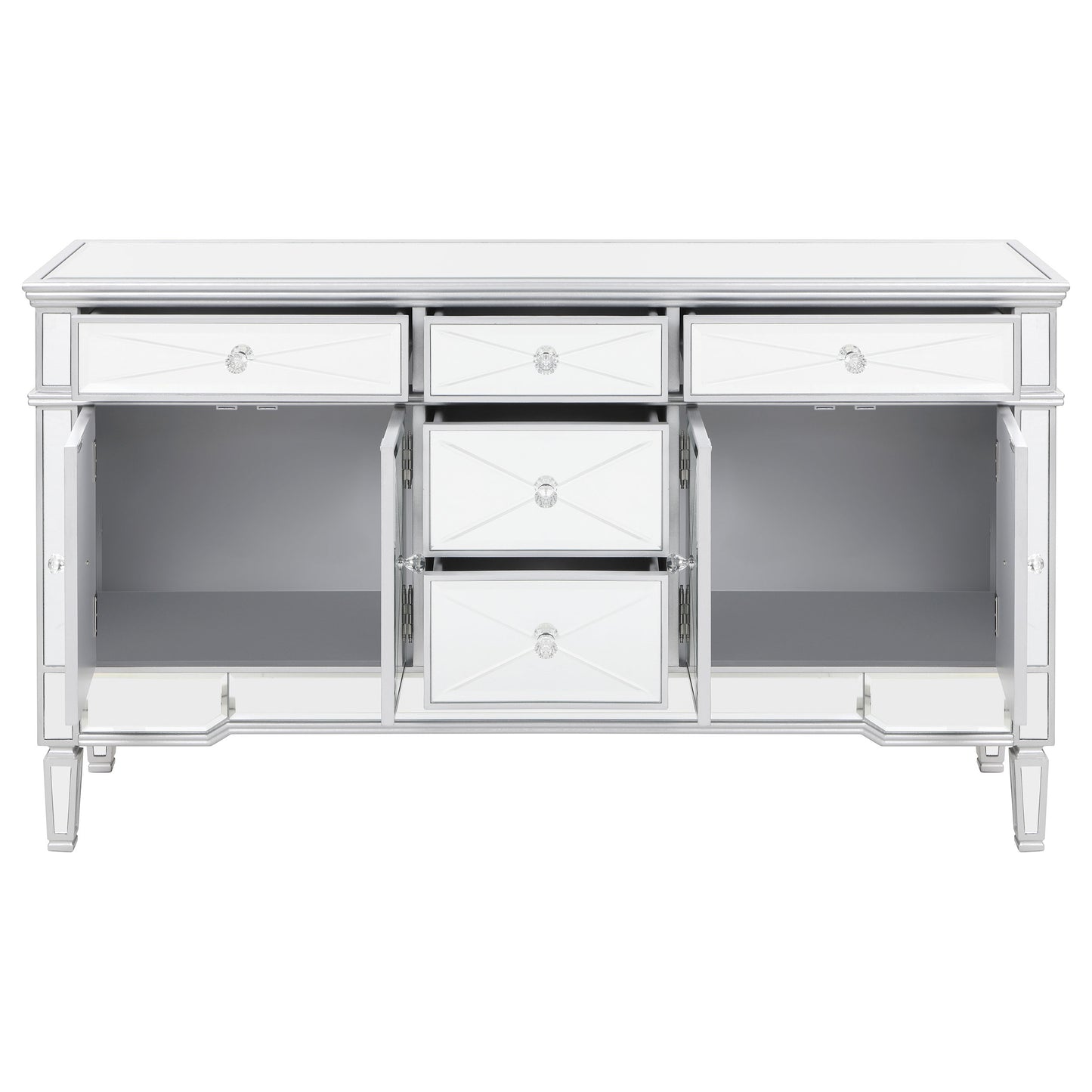 Duchess 5-drawer Mirrored Storage Accent Cabinet Silver
