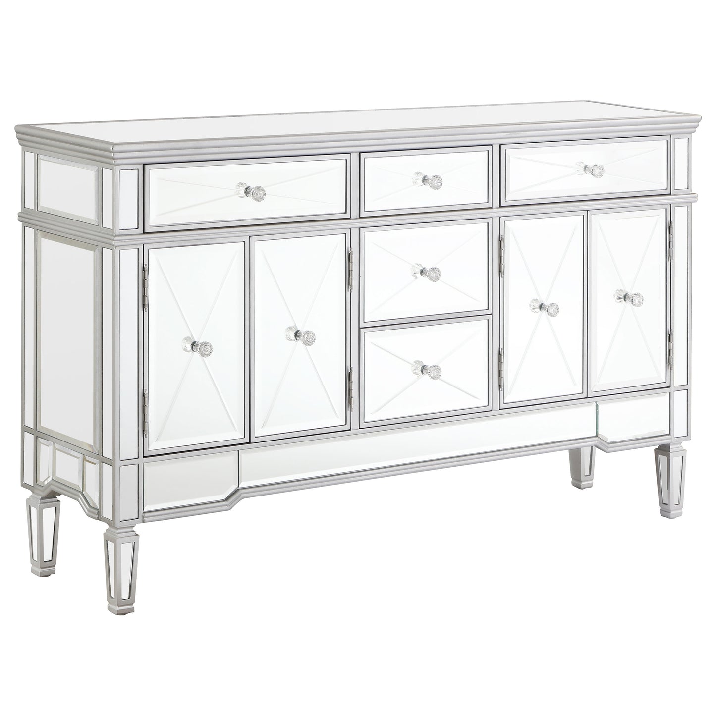 Duchess 5-drawer Mirrored Storage Accent Cabinet Silver