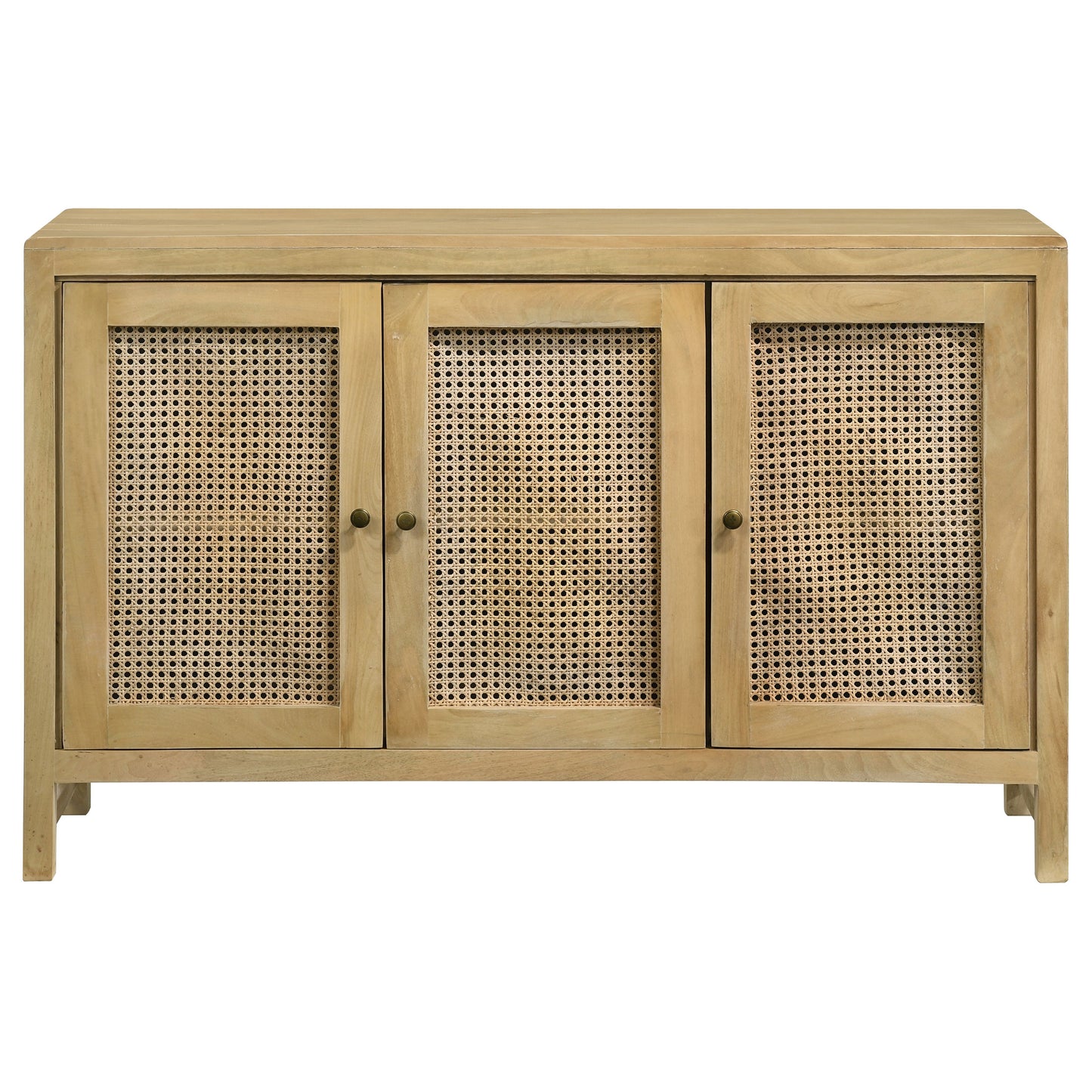 Zamora 3-door Wood Accent Cabinet with Woven Cane Natural