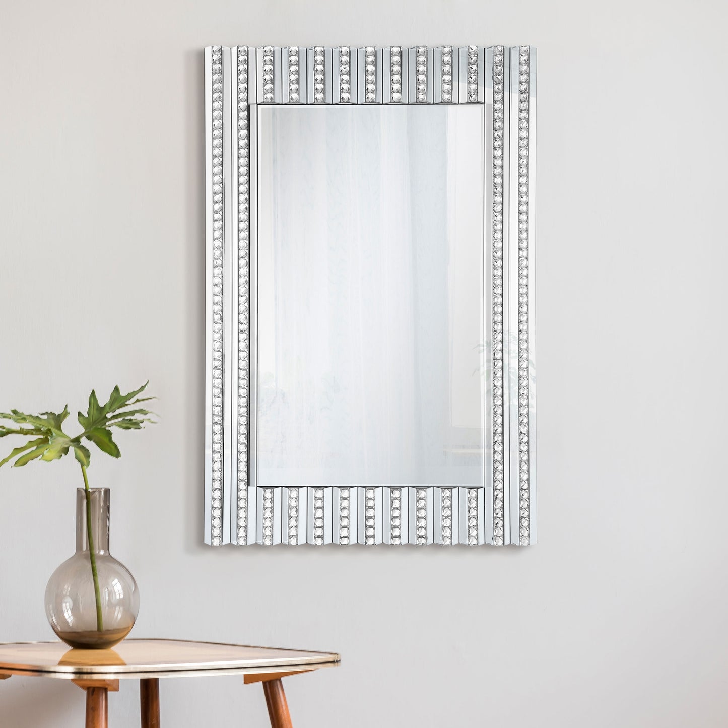 Aideen 32 x 47 Inch Acrylic Crystal Wall Mirror Silver